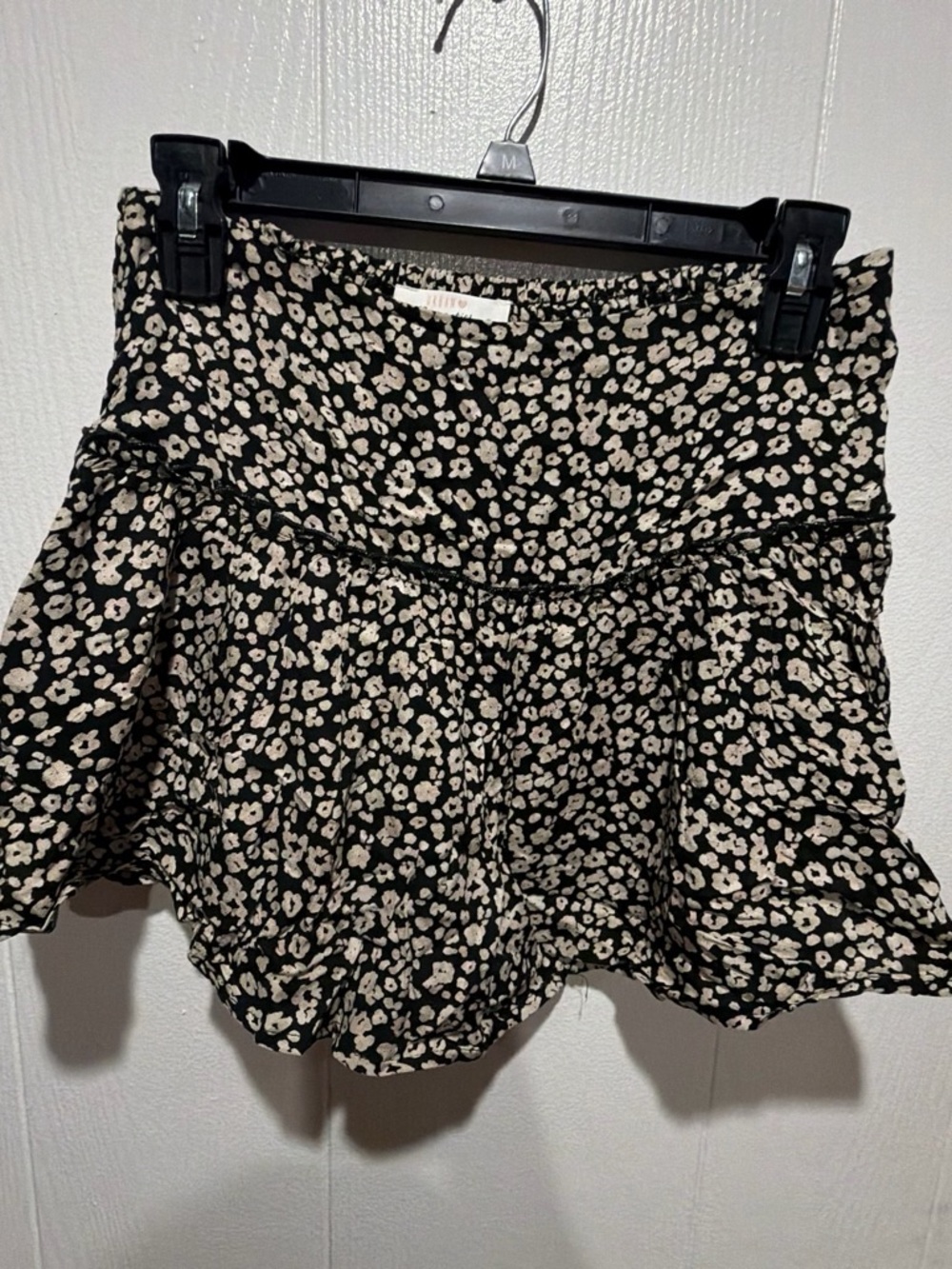 Marshalls Black and Cream Floral Tiered Skort